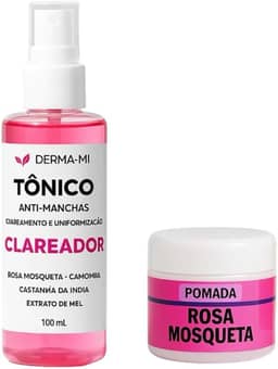 Kit Clareador Rosa Mosqueta Tônico + Pomada | Tratamento Anti-Manchas, Melasma e Uniformização da Pele