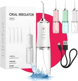Irrigador Oral Portátil Premium Jato Água Supersônico Limpeza Profunda 3 Modos Dentes e Gengivas 220ML