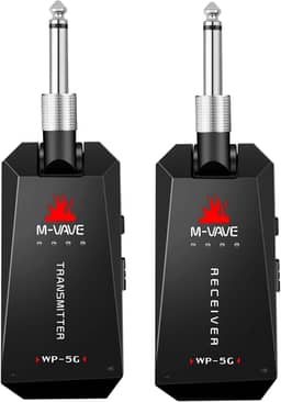 M-VAVE WP-3 Sistema Wireless para Guitarra 5.8G Recarregável com Transmissor e Receptor, Baixa Latência de 5.6ms, Alcance de 30m, Bateria de 1100mAh, Compatível com Cabo Type-C, Acessório Essencial