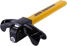 Trava de Segurança para Volante, Antifurto Universal em Aço, Amarelo e Preto com Chave Tubular