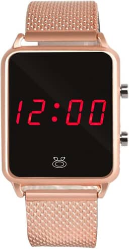 Relógio Analógico à Prova D'Água Dourado Feminino Banhado Inox Digital LED Qualidade Premium Pulseira Silicone Ajustável Presente Mulher