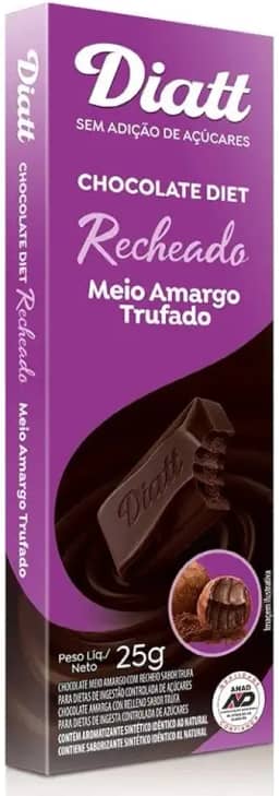 Chocolate Diet Recheado Meio Amargo Trufado 25g