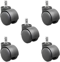 Kit 5 Rodinhas para Cadeira de Escritório e Gamer, Rodízio Nylon 50mm Antirrisco e Silenciosa, Pino Universal 11mm, Reforçada - Preto