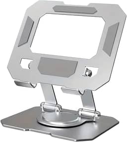 Suporte para Tablet em Aço Carbono Com Metal Resistente Apoio para Mesa Pedestal Portátil Dobrável Articulado Base Rotativa 360º Design Moderno Ajustável Antiderrapante Ampla Compatibilidade
