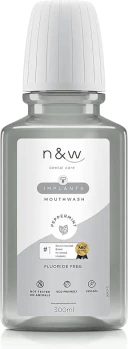 Enxaguante Bucal sem Flúor - limpa e prolonga a qualidade dos implantes - 300ml N&W Dental Care.