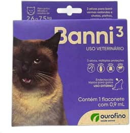 Banni 3 Antipulgas para Gatos de 2,6kg a 7,5kg 0,9 ml - Ourofino