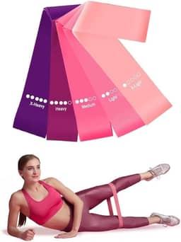 Kit 5 Mini Bands Elástico para Exercício Treino Academia em Casa 5 Níveis de Intensidade Premium Rubber Fit