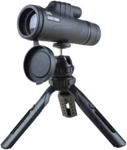 Luneta Telescópica Pocket Range, 10-30x42mm, Preta, Material ABS e Metal, com Tripé e Adaptador para Celular, para Observação de Longa Distância, 17x7,5x5,4cm