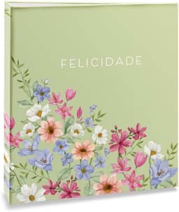 Álbum de fotos Ical, encadernação tradicional, para 120 fotos 10x15cm - envelope plástico transparente - linha Floral - modelo floral suave - felicidade - 327