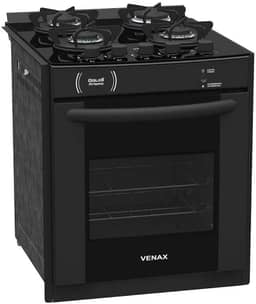FOGAO A GAS DE EMBUTIR GAUDI PRISMA VITREO 4Q PRETO GAS GLP