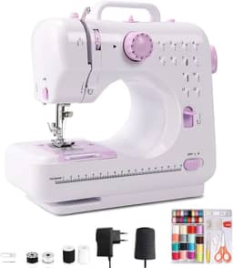 Maquina de Costura, Mini Maquina de Costura com 12 Padrões de Costura, Velocidade Ajustável Máquina de Costura Portátil, 110-220V Maquina Costura, Máquina de Costura Doméstica, Maquina de Bordar