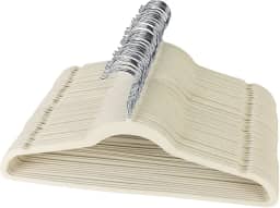 Kit 50 Cabides De Veludo Ultra Fino Antideslizante Bege