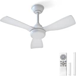 Ventilador de Teto com Controle Remoto, LED 20W, Silencioso, 127-220V, Durável e Confiável – Branco