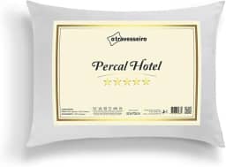 Travesseiro Luxo Percal Hotel 50x70cm Antialérgico, 100% Fibra de Poliéster Siliconada, Toque Macio e Suporte Médio, Lavável em Máquina, Antiacaro, Branco