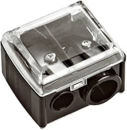 Apontador Duplo para Lápis Maquiagem, Mundial S/A, Preto