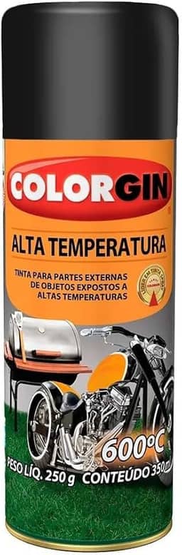 Tinta Spray Preto 300 ML - 250 GR Fosco Alta Temperatura - DECOR COLORGIN