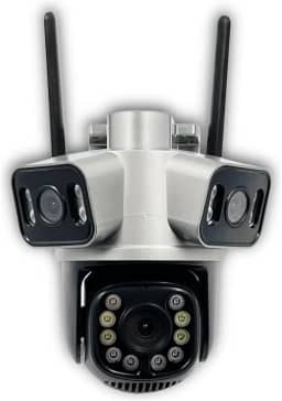 Câmera Ip Tripla Wi Fi ou Cabo RJ45 3 Lentes Cartão Com 128gb