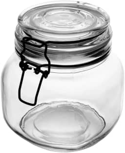 LYOR - Pote Hermético de Vidro com Silicone e Clipe em Metal Vintage Preto 850ml - Organização de Alimentos - Porta Mantimentos com Tampa Hermético