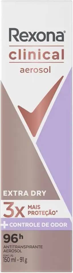 Rexona Antitranspirante Aerosol Clinical Extra Dry 150Ml (A Embalagem Pode Variar)