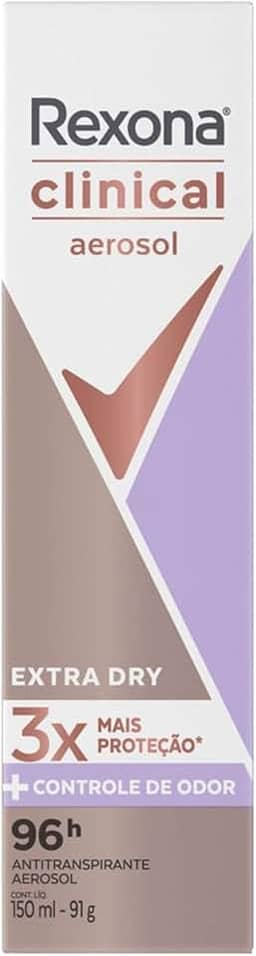 Rexona Antitranspirante Aerosol Clinical Extra Dry 150Ml (A Embalagem Pode Variar)