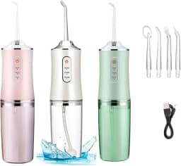 Irrigador Oral Elétrico Premium 230ML Jato de Água Supersônico com 3 Modos de Limpeza Profunda para Dentes, Gengivas e Aparelho Ortodôntico Enxaguador Bucal Portátil Recarregável Premium