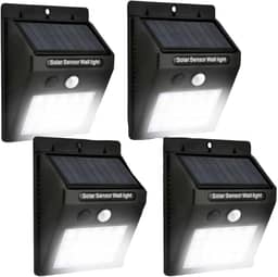 Kit 4 Arandelas Luminária Solar LED com Sensor de Presença Segurança | Luz Automática Externa Parede Jardim IP65 Resistente à Água Premium