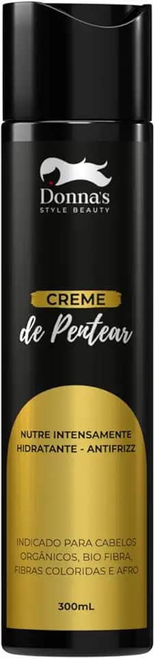 Creme de Pentear Muntifuncional Para Cabelos Orgânicos, Bio Fibra, Fibra de Proteína e Apliques Mega Hair - Nutre Intensamente, Hidratante, Antifrizz, Desembaraço, Brilho e Maciez 300ml Donna's