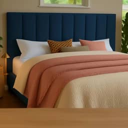 Cabeceira Modular Para Cama Queen – Estofada Com Fita Dupla Face De Fixação Sem Furos Na Parede (Azul)