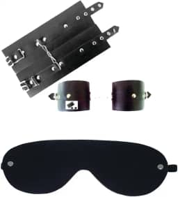 Kit Fetiche para Casal com Venda e Algema em Couro
