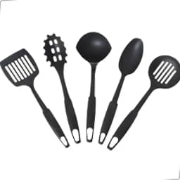 Kit Utensílios Cozinha Com Cinco Peças Colher Conha Espátula e Pegador A Solução Perfeita Para Quem Busca Praticidade E Qualidade Na Hora De Cozinhar Atende Todas Suas Necessidades Diárias Funcional