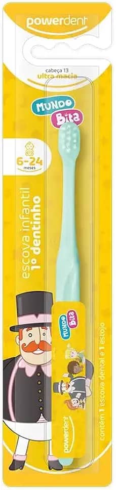 Escova Dental Infantil Primeiro Dentinho Mundo Bita Verde Powerdent - Criança de 6 a 24 meses