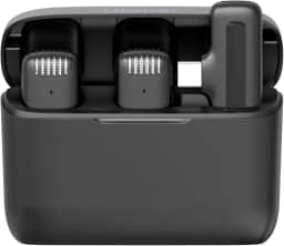 [para Android] ULANZI Microfone de lapela sem fio J12 para telefone USB C, microfone plug-play 2 em 1 com capa de carregamento para telefone entrevista de gravação de vídeo