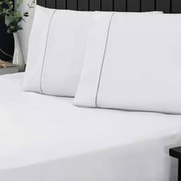 Jogo de Cama King Percal 400 Fios Ponto Palito 03 Peças, Antiácaro, Anti-pilling com Toque Macio - Branco