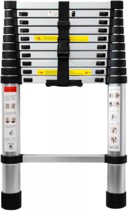 Escada Telescópica Inox 11 Degraus Multifuncional 3,2mts Portátil