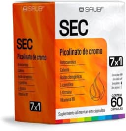 Suplemento Alimentar Picolinato de Cromo Cafeína L-Carnitina Antocianinas e Vitaminas 7x1 em Cápsulas 60 Unidades