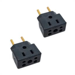 KIT 2 Adaptador De Tomada Universal Em Porcelana Preto 3 Pinos Benjamin 10A/20A Para 2 e 3 Pinos Bivolt 110V/220V Pino Grosso Secadores Chapinhas Air Fryer Fritadeiras Aquecedores Microondas PREMIUM
