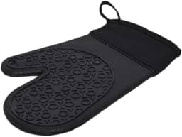 Mimo Style Luva de Silicone Preta com Tecido no Pulso, Suporta Temperaturas de Até 220ºC Sem Transferência de Calor e Sem Causar Ferimentos às Mãos