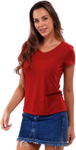 Camiseta Baby Look Feminina Gola V em Viscose Dry Anti Pilling