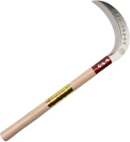 KEYI Foice de grama de aço, foice de limpeza, lâmina de aço manganês/cabo de madeira de lei ferramenta de foice portátil - foice de segurança portátil para jardinagem multiuso