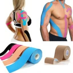 Kit 2 Fitas Bandagem Elástica Adesiva Kinesio Tape Dor Muscular Fisioterapia Recuperação Muscular Para Lesões (Preto)