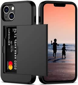 Capa Porta Cartão para o iPhone 15 - Compartimento Oculto para Amazenamento de 2 Cartões e Proteção Anti-impacto Cor: Preto