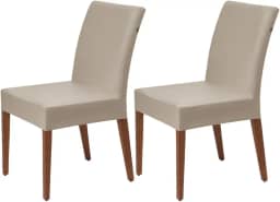 Kit 2 Capas Cadeira Protetora Jantar Tecido Spandex Impermeável Hidro-repelente Elástico Lisa (Palha)