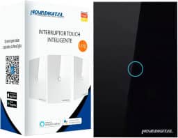 Interruptor Inteligente Wi-Fi Nova Digital 1 Botão Touch LITE-WS1 Smart Home Google Home Alexa Automação Residencial Preto