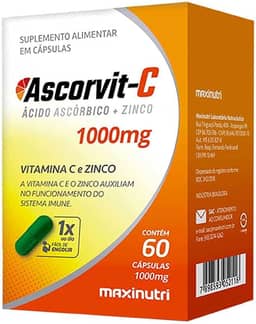 Ascorvit-C 1G (Vitamina C + Zinco) - 60 Caps, Maxinutri