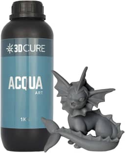 Resina 3D Cure Acqua Art para impressoras 3D lavável com água semiflexível com baixo odor e cura rápida (Cinza Claro)