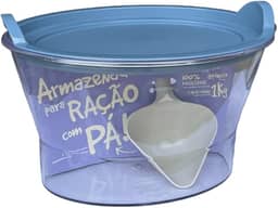 Armazenador de Ração 1kg Porta Ração Cães e Gatos Outros Animais Família de Estimação (Azul)