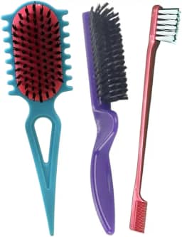 KIT PENTEADO CABELOS CACHEADOS 2-3 ESCOVAS: FITAGEM, 5 FILEIRAS, BABY HAIR