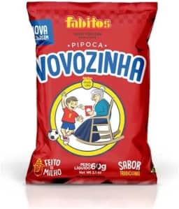 Vovozinha Pipoca Doce Tradicional, Sabor Original, Salgadinho de Milho, Vermelho, 10x60g