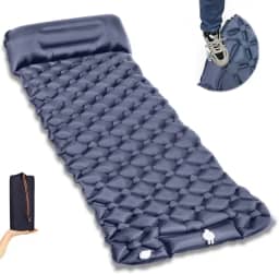 Colchão Inflável Solteiro, Azul, 190 cm x 60 cm x 5 cm, à Prova d'Água, Ideal para Camping e Aventuras ao Ar Livre