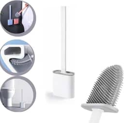 Escova de Limpar Vaso Sanitário Privada Banheiro em Silicone com Suporte Para Parede Cor Original (Branco)